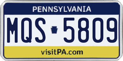 PA license plate MQS5809