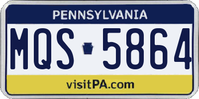 PA license plate MQS5864