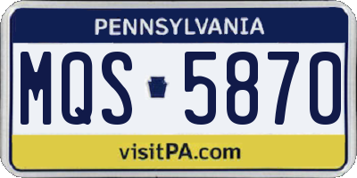 PA license plate MQS5870