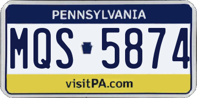 PA license plate MQS5874