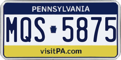 PA license plate MQS5875