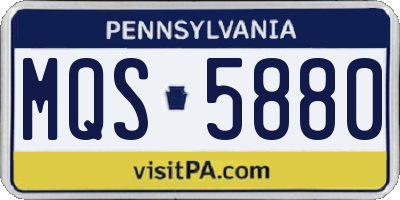 PA license plate MQS5880