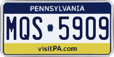 PA license plate MQS5909