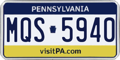 PA license plate MQS5940
