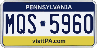 PA license plate MQS5960