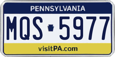 PA license plate MQS5977