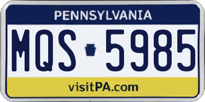 PA license plate MQS5985