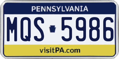 PA license plate MQS5986