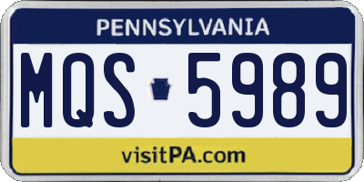 PA license plate MQS5989