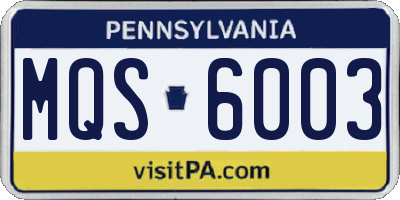 PA license plate MQS6003