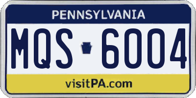 PA license plate MQS6004