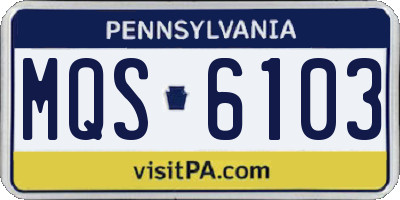 PA license plate MQS6103