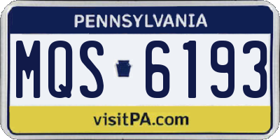 PA license plate MQS6193