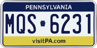 PA license plate MQS6231