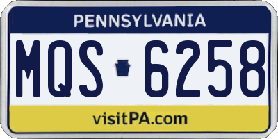 PA license plate MQS6258