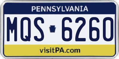 PA license plate MQS6260