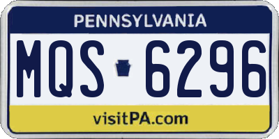 PA license plate MQS6296