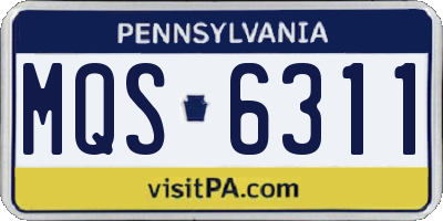 PA license plate MQS6311