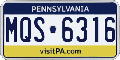 PA license plate MQS6316