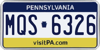 PA license plate MQS6326