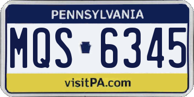 PA license plate MQS6345
