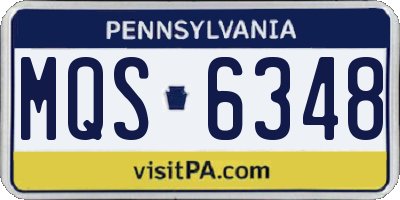 PA license plate MQS6348