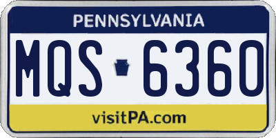 PA license plate MQS6360