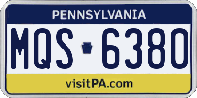 PA license plate MQS6380
