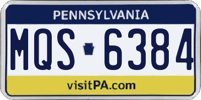 PA license plate MQS6384