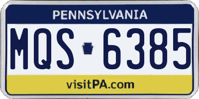 PA license plate MQS6385