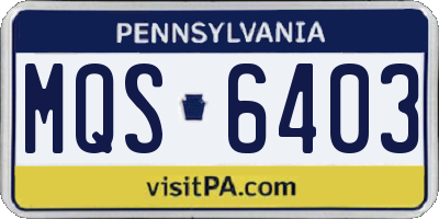 PA license plate MQS6403