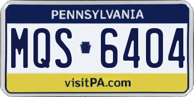 PA license plate MQS6404
