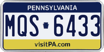 PA license plate MQS6433