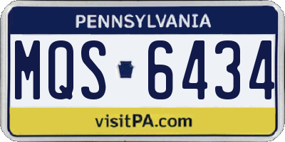 PA license plate MQS6434