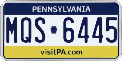 PA license plate MQS6445