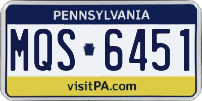PA license plate MQS6451