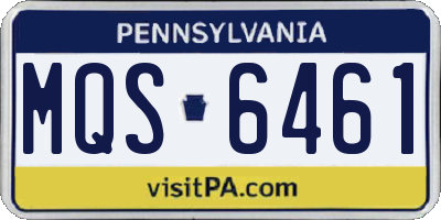 PA license plate MQS6461