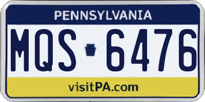 PA license plate MQS6476