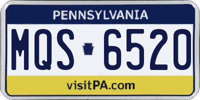 PA license plate MQS6520