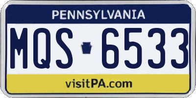 PA license plate MQS6533