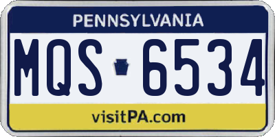 PA license plate MQS6534