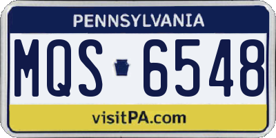 PA license plate MQS6548