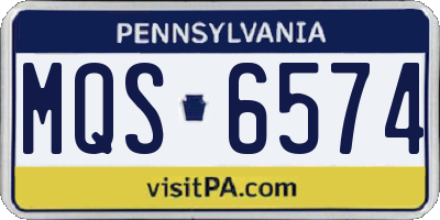 PA license plate MQS6574