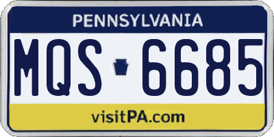 PA license plate MQS6685