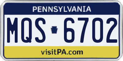 PA license plate MQS6702