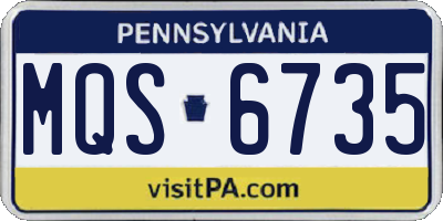 PA license plate MQS6735