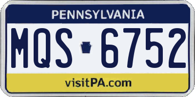 PA license plate MQS6752