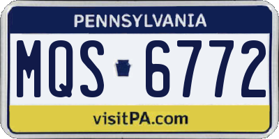 PA license plate MQS6772