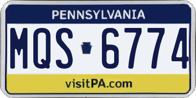 PA license plate MQS6774