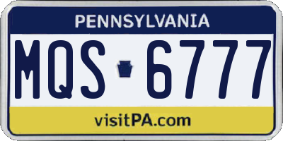 PA license plate MQS6777